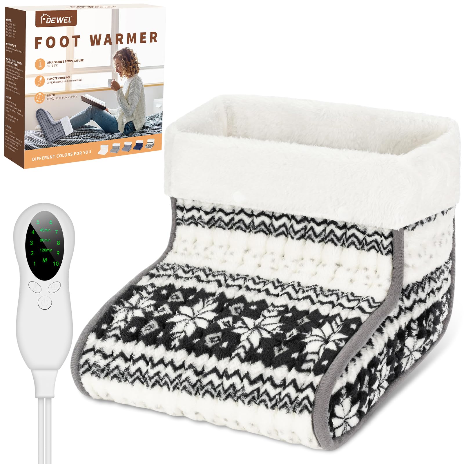 EU Plug – Double-Speed Heating Foot Warmer, 10 Adjustable Levels, Multi-Safety Protection, Washable Inner Lining | DEWEL