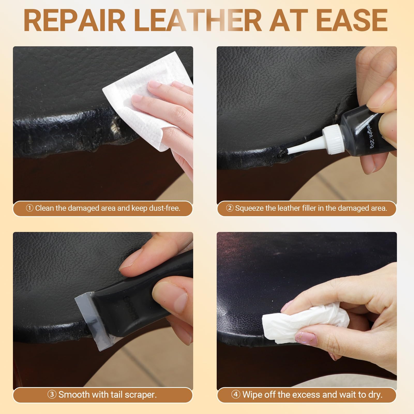 Premium 12-Color Leather Repair Kit – Restore Genuine, PU & Italian Leather for Furniture and Auto Interiors