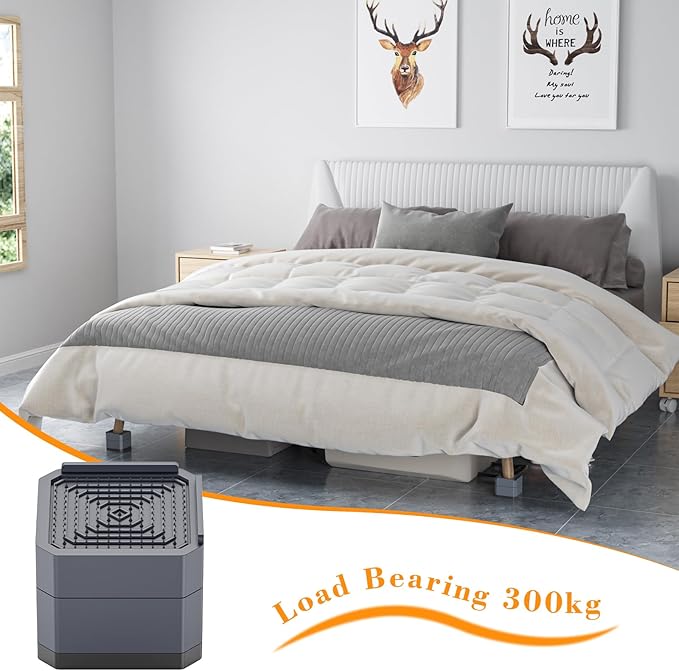DEWEL Heavy Duty Adjustable Bed Risers 2 to 4 Inch Square Set of 4 White Supports 1100 lbs