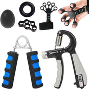 CYFIE Grip Strength Trainer Kit (6 Pack), 2 Forearm Strengthener with Adjustable, Finger Strengthener, Finger Exerciser, Stress Relief Ball & Grip Ring for Workout, Muscle Building and Recovery