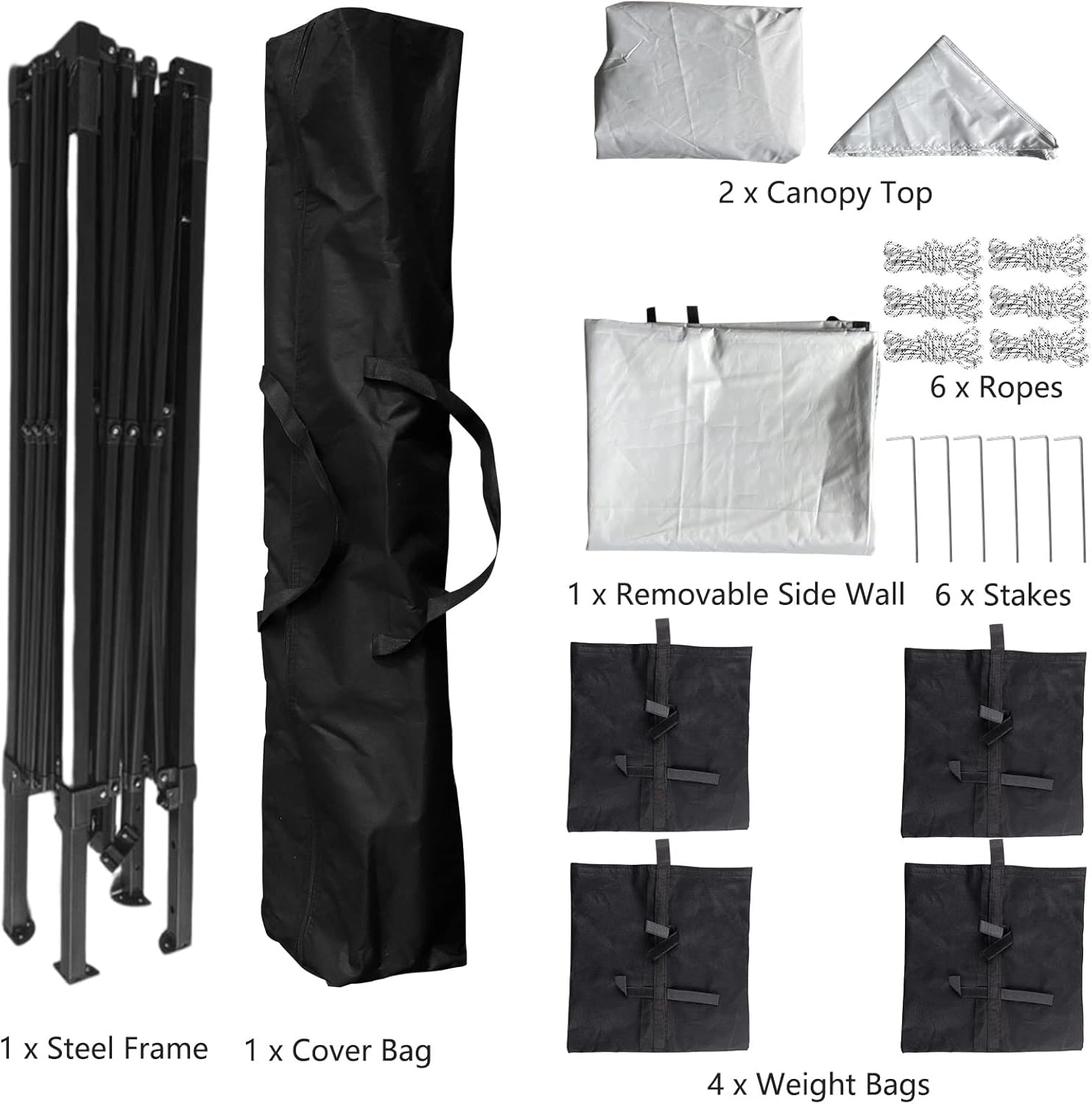 CYFIE 10x10ft Pop Up Canopy Tent with Sidewall & Sandbags