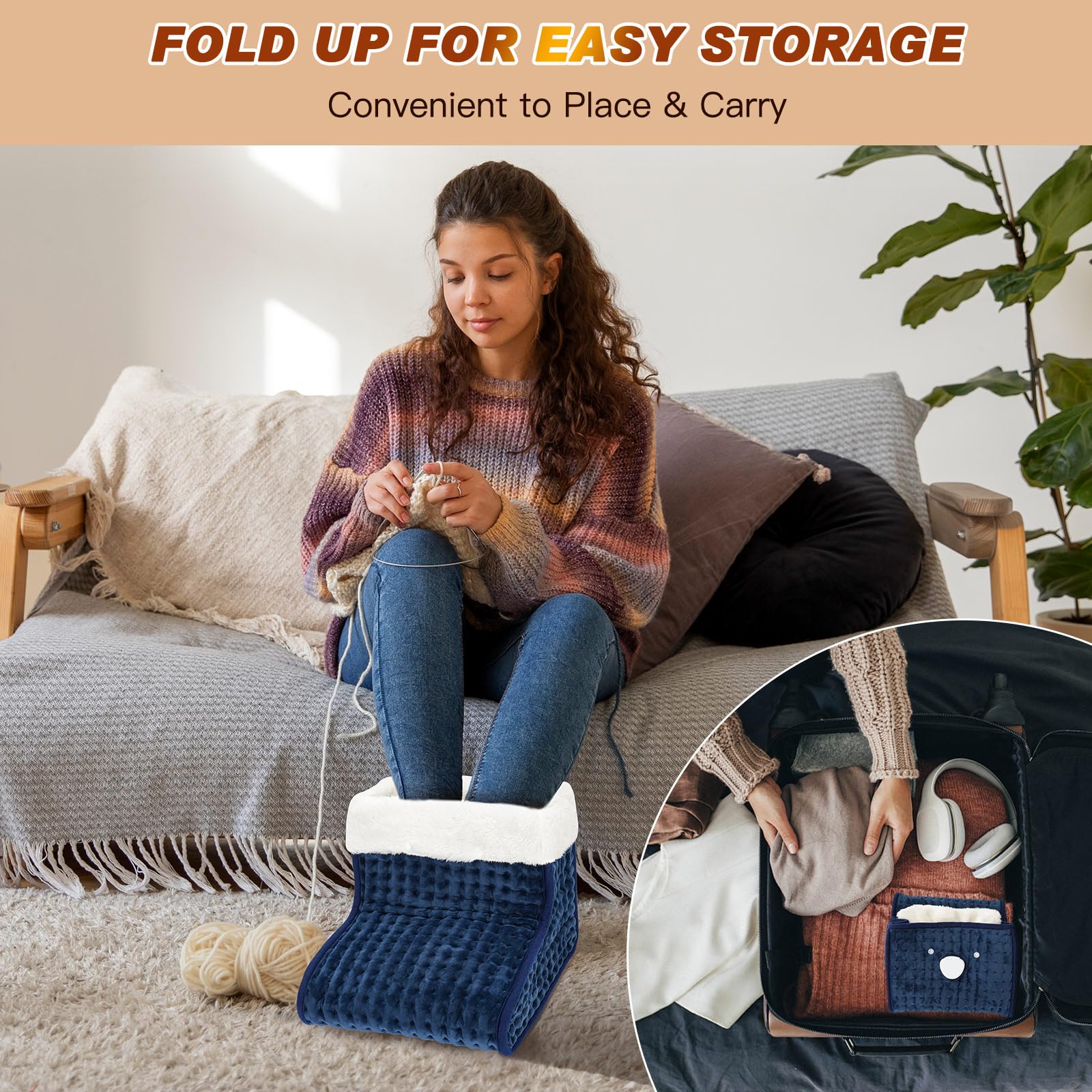 US Plug – Double-Speed Heating Foot Warmer, Adjustable 10 Levels, Multi-Safety Protection | CYFIE