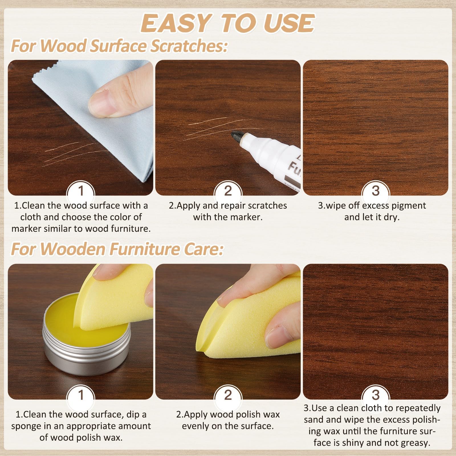 Fix Wood Scratches Instantly – DEWEL 12-Color Furniture Repair Marker Kit