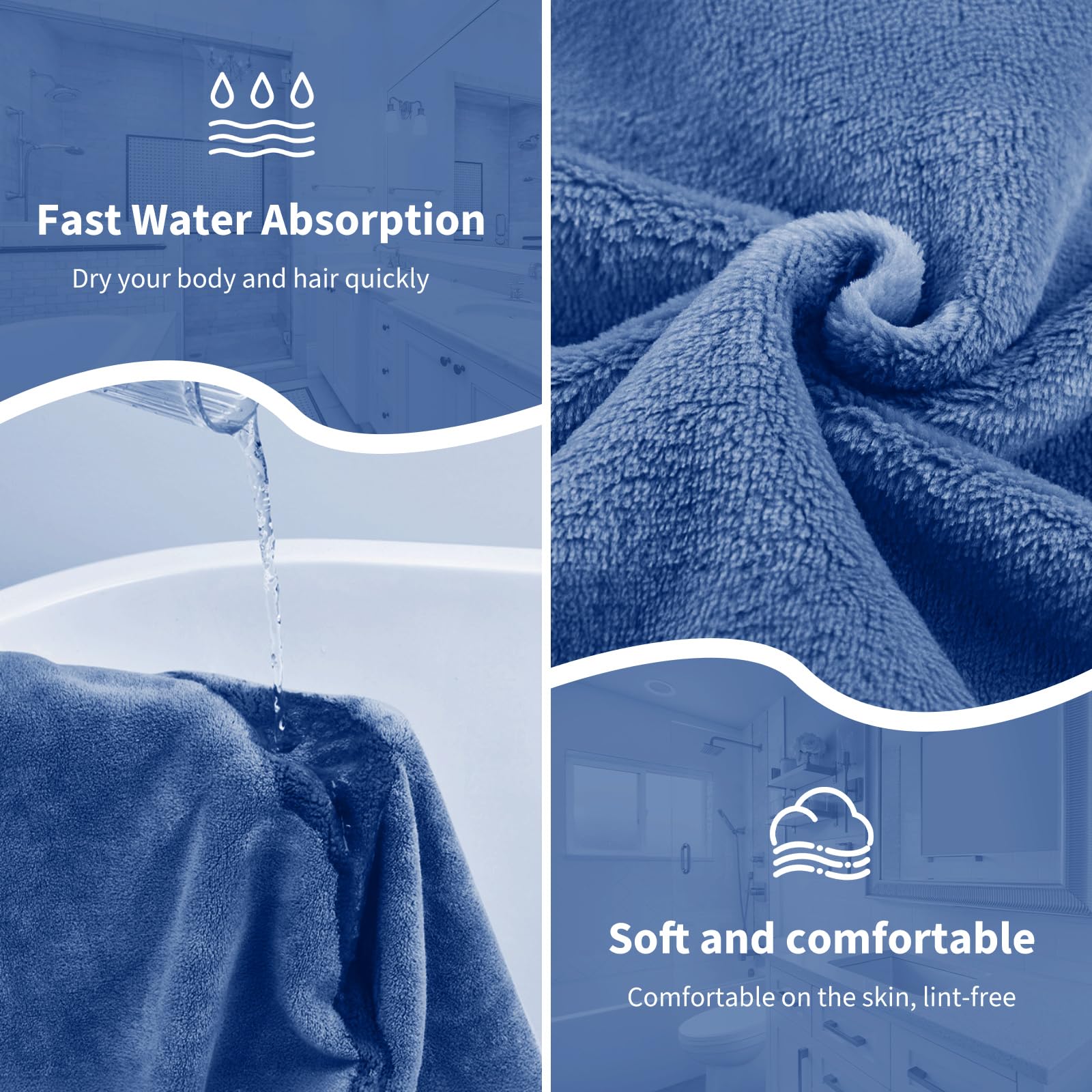 Ultra-Soft, Quick-Drying Plus Size Bath Towel & Hair Towel Set – Adjustable Shower & Spa Wrap for Women | SEISSO