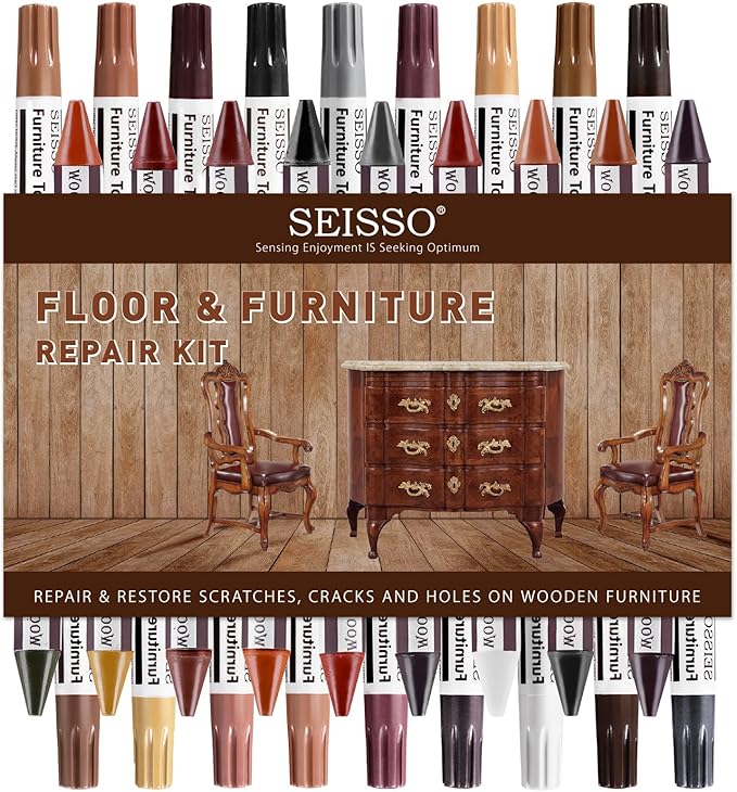 SEISSO Wood Furniture Repair Kit – 39pcs Markers & Fillers