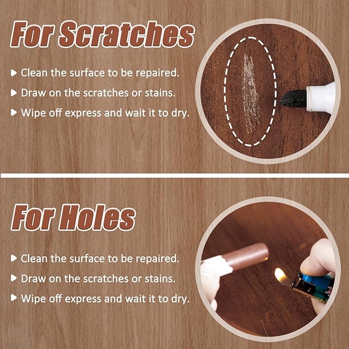 SEISSO Wood Furniture Repair Kit – 39pcs Markers & Fillers