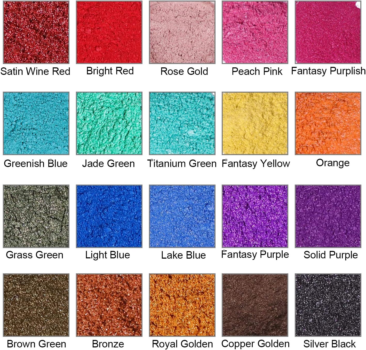 SEISSO Mica Powder 20 Colors 10g – Pearlescent Epoxy Resin & Craft Pigments