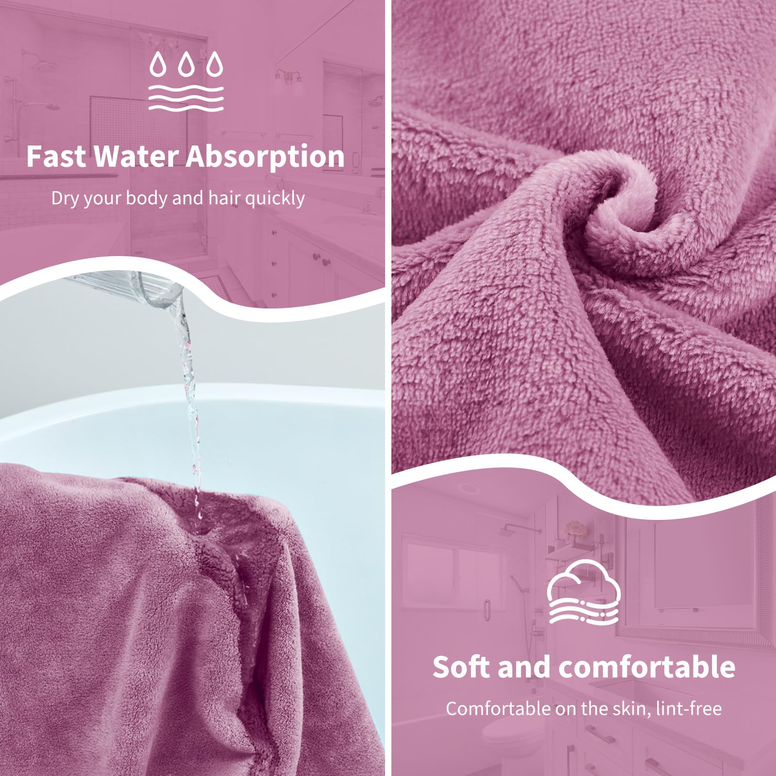 Ultra-Soft, Quick-Drying Plus Size Bath Towel & Hair Towel Set – Adjustable Shower & Spa Wrap for Women | SEISSO