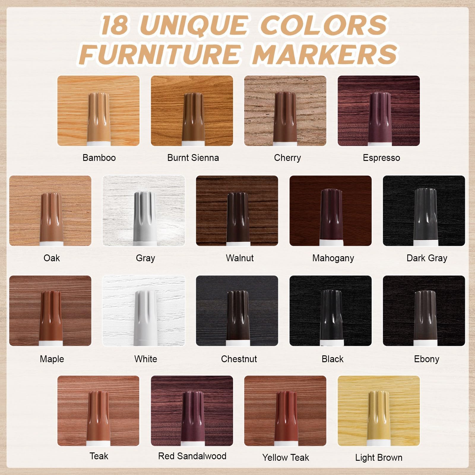 Fix Wood Scratches Instantly – DEWEL 12-Color Furniture Repair Marker Kit