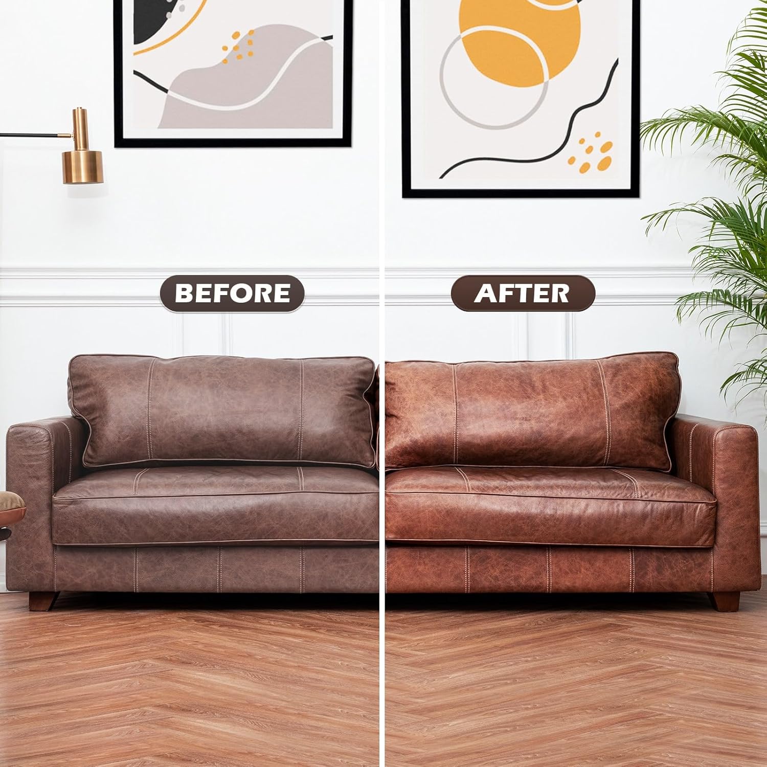 DEWEL Dark Brown Leather Repair Balm for Couches, Car Seats & Shoes