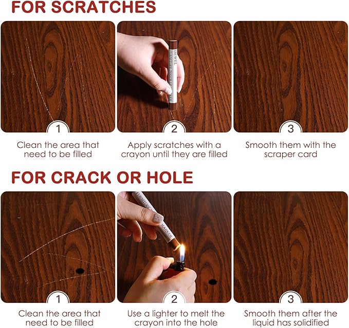 DEWEL Wood Repair Crayons – 10 PCS Furniture Wax Filler Sticks
