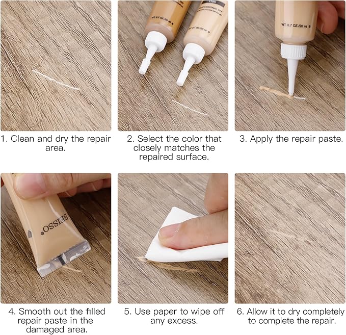 SEISSO Wood Furniture Repair Kit – 12 Colors Stainable Filler for Scratches & Floors