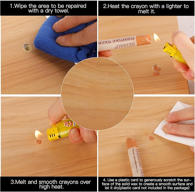 SEISSO Furniture Repair Crayons – 6pcs White Wood Filler Sticks