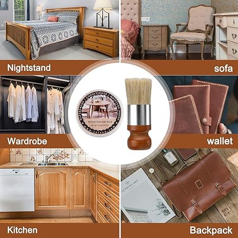 SEISSO Wood & Leather Polish Wax Kit with Brush & Sponge – Furniture Repair Crayon for Carpenters