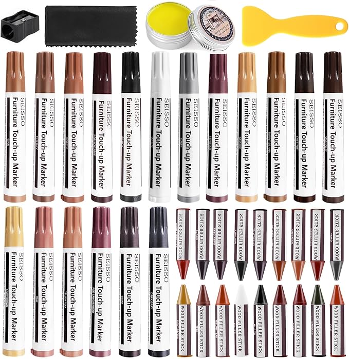 SEISSO Furniture Repair Kit 18 Colors Wood Markers & Fillers