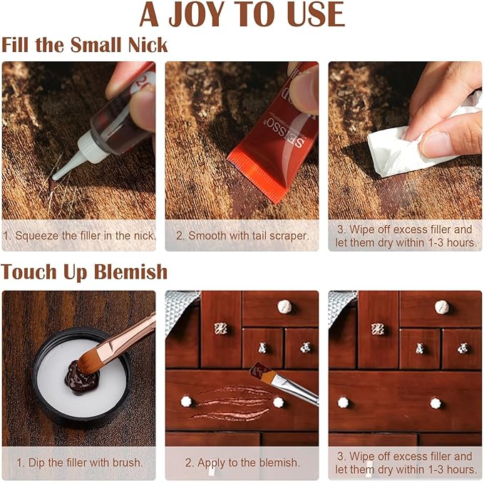 SEISSO 12 Colors Wood Furniture Repair Kit – Scratch Filler & Touch Up