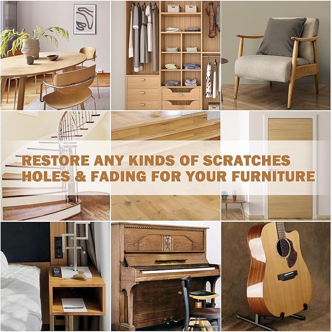 SEISSO Wood Furniture Repair Kit 39 Sets-12 Colors Wood Fillers with Fillers & Markers