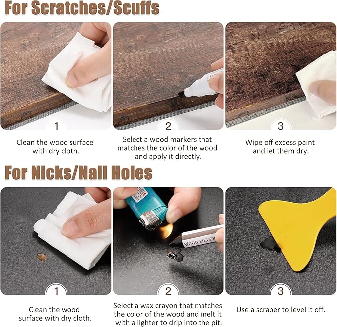 SEISSO Furniture Repair Kit 12 Colors Touch Up Markers and Wood Fillers for Scratches and Stains