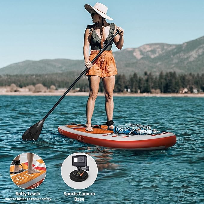 CYFIE 10'6" Inflatable Stand Up Paddle Board with Kayak Seat & Camera Mount for Yoga, Surf, Fishing, SUP Accessories Included