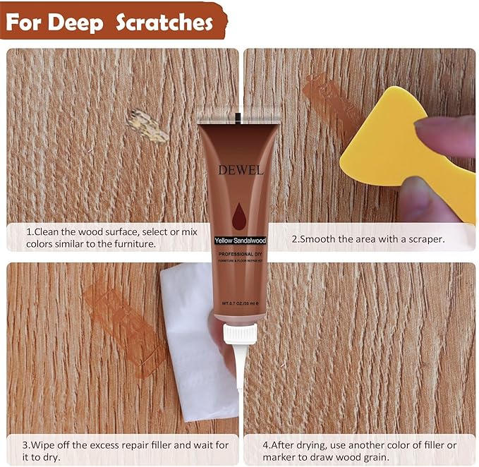 DEWEL Wood Furniture Repair Kit, 12 Colors Touch Up for Scratches & Stains
