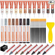 GRPOCHE 42 Pcs Wood Repair Kit – Touch Up Fillers & Markers for Furniture & Floor
