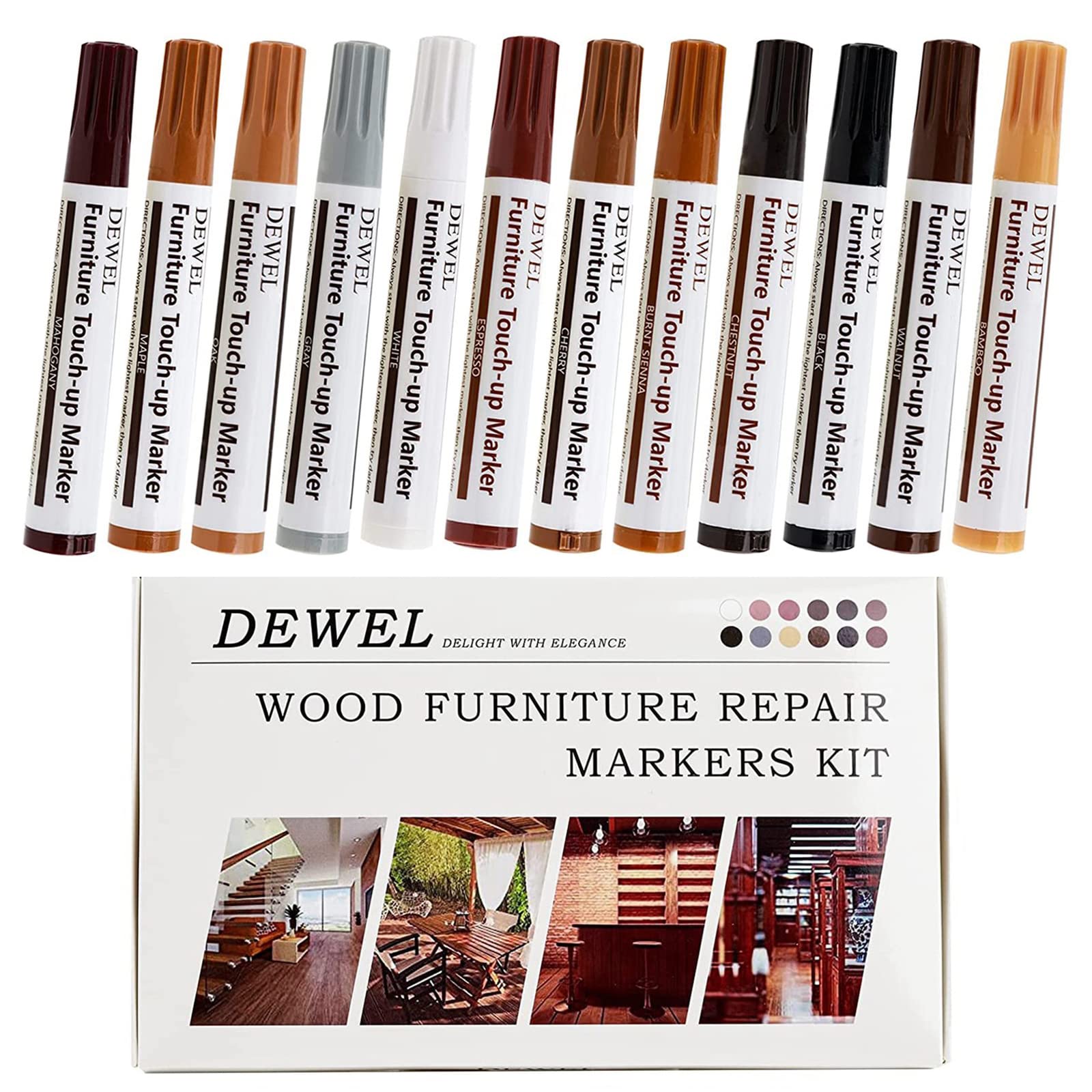 Fix Wood Scratches Instantly – DEWEL 12-Color Furniture Repair Marker Kit