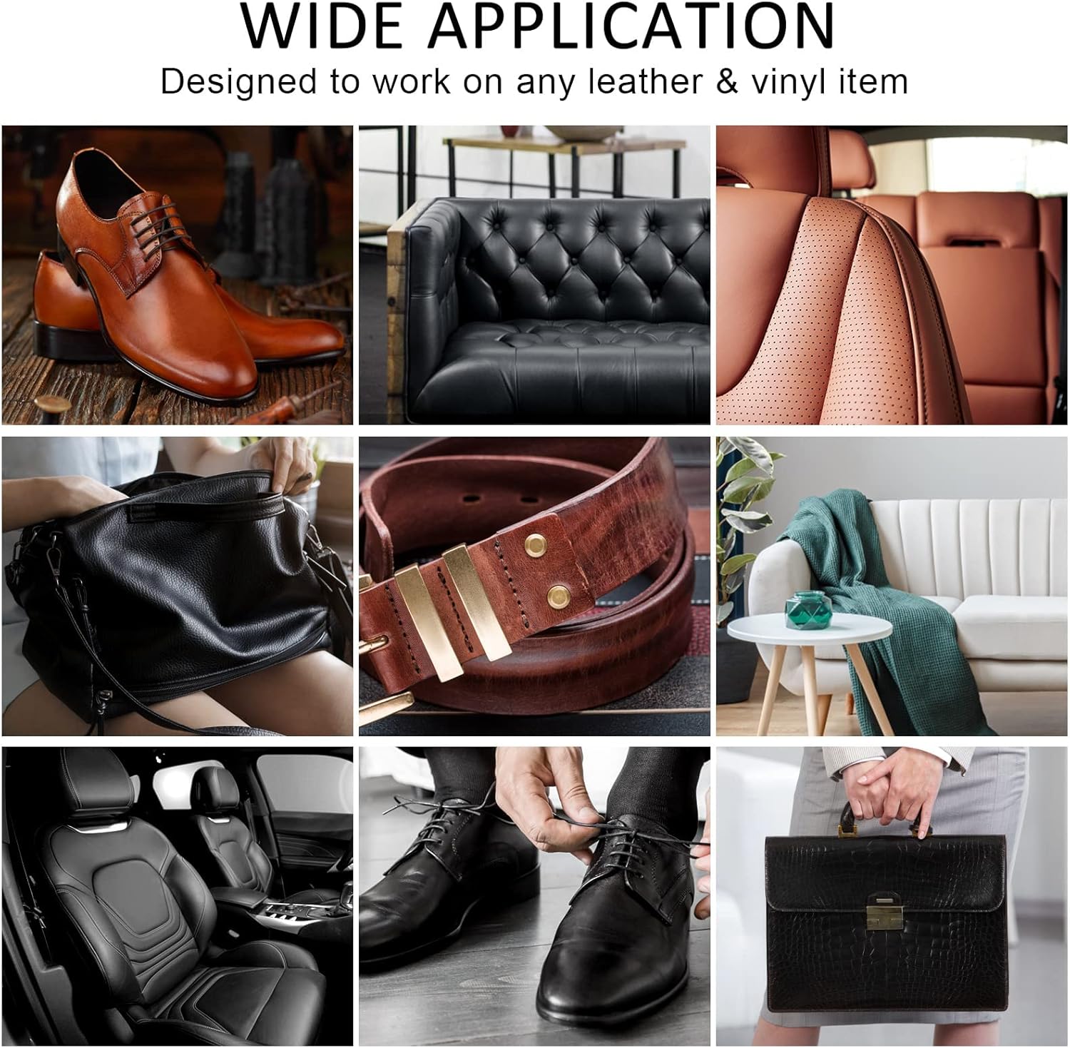SEISSO Leather & Vinyl Repair Kit with Dye & Mink Oil for Furniture & Car Seats