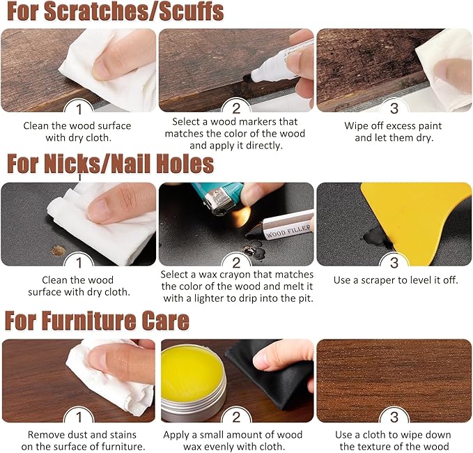 SEISSO Furniture Repair Kit 18 Colors Wood Markers & Fillers
