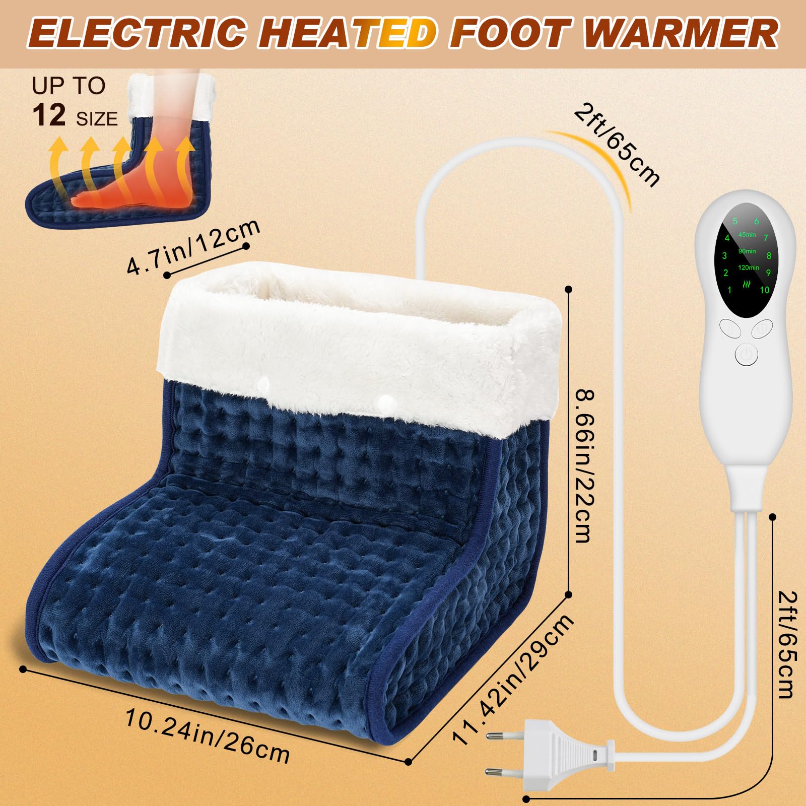 US Plug – Double-Speed Heating Foot Warmer, Adjustable 10 Levels, Multi-Safety Protection | CYFIE