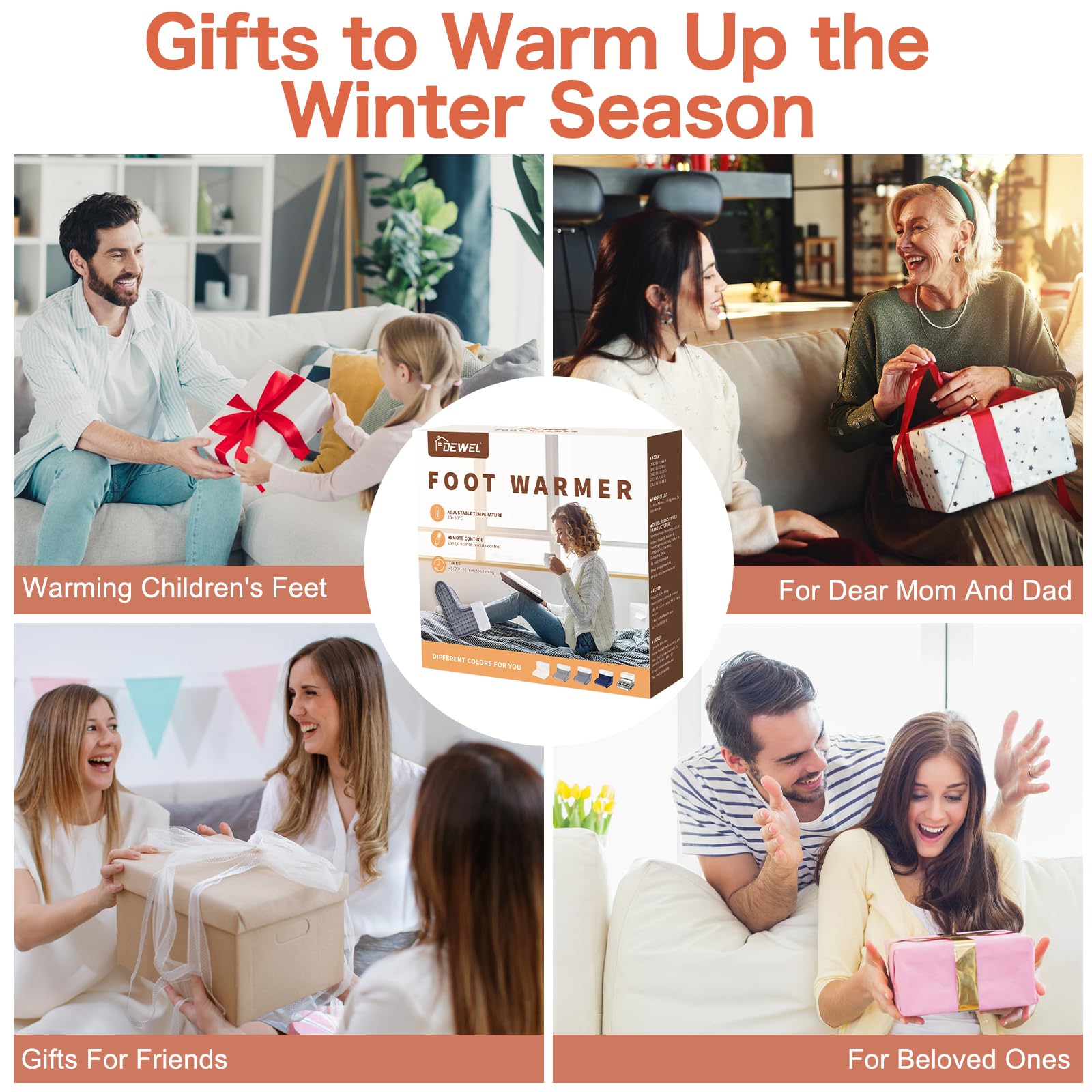 EU Plug – Double-Speed Heating Foot Warmer, 10 Adjustable Levels, Multi-Safety Protection, Washable Inner Lining | DEWEL