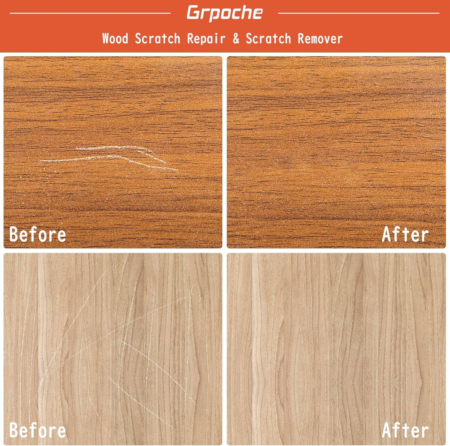 GRPOCHE 22 Pcs Wood Repair Kit – Fillers, Putty & Tools for Furniture & Floor