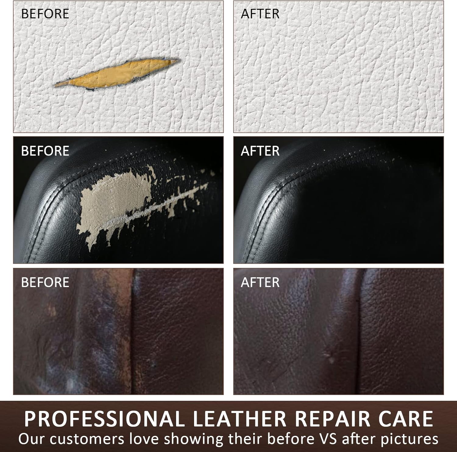 SEISSO Leather & Vinyl Repair Kit with Dye & Mink Oil for Furniture & Car Seats