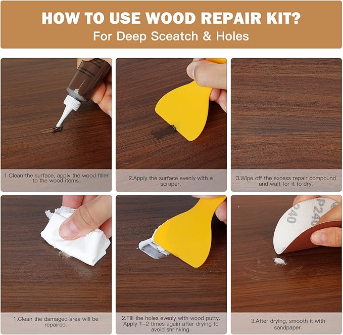 SEISSO Wood Furniture Repair Kit 39 Sets-12 Colors Wood Fillers with Fillers & Markers