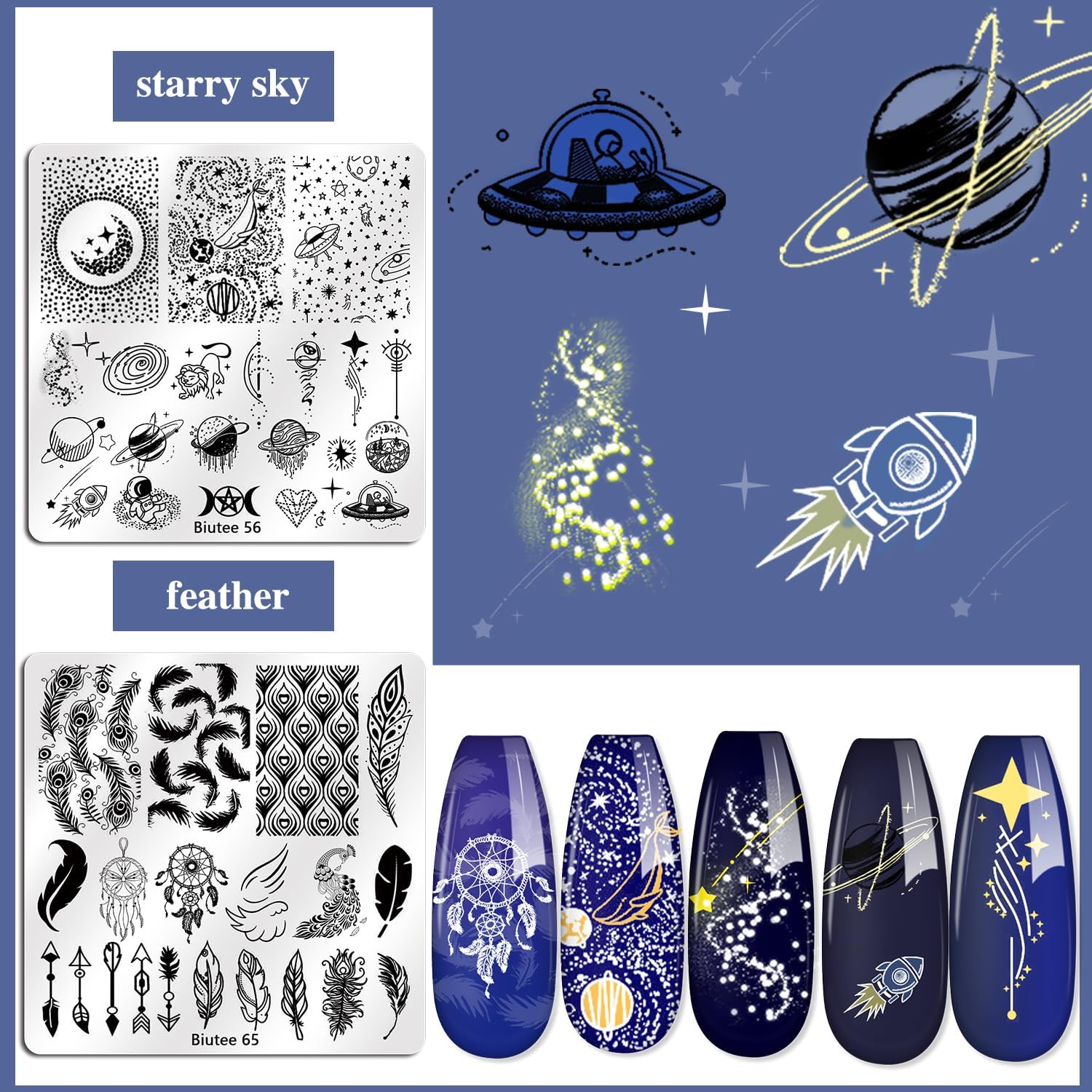 Biutee Nail Stamping Kit – 15PCS Plates, 8PCS Gel Polishes, Stamper & Scraper with Bag, Flower & Holiday Nail Art Designs