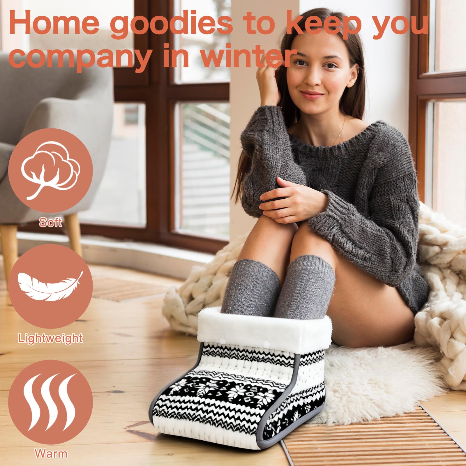 EU Plug – Double-Speed Heating Foot Warmer, 10 Adjustable Levels, Multi-Safety Protection, Washable Inner Lining | DEWEL