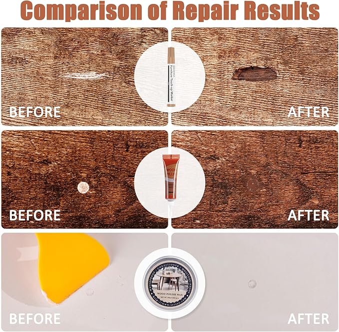 SEISSOP Wood Repair Kit – 12 PCS Fillers & Markers for Furniture Fix