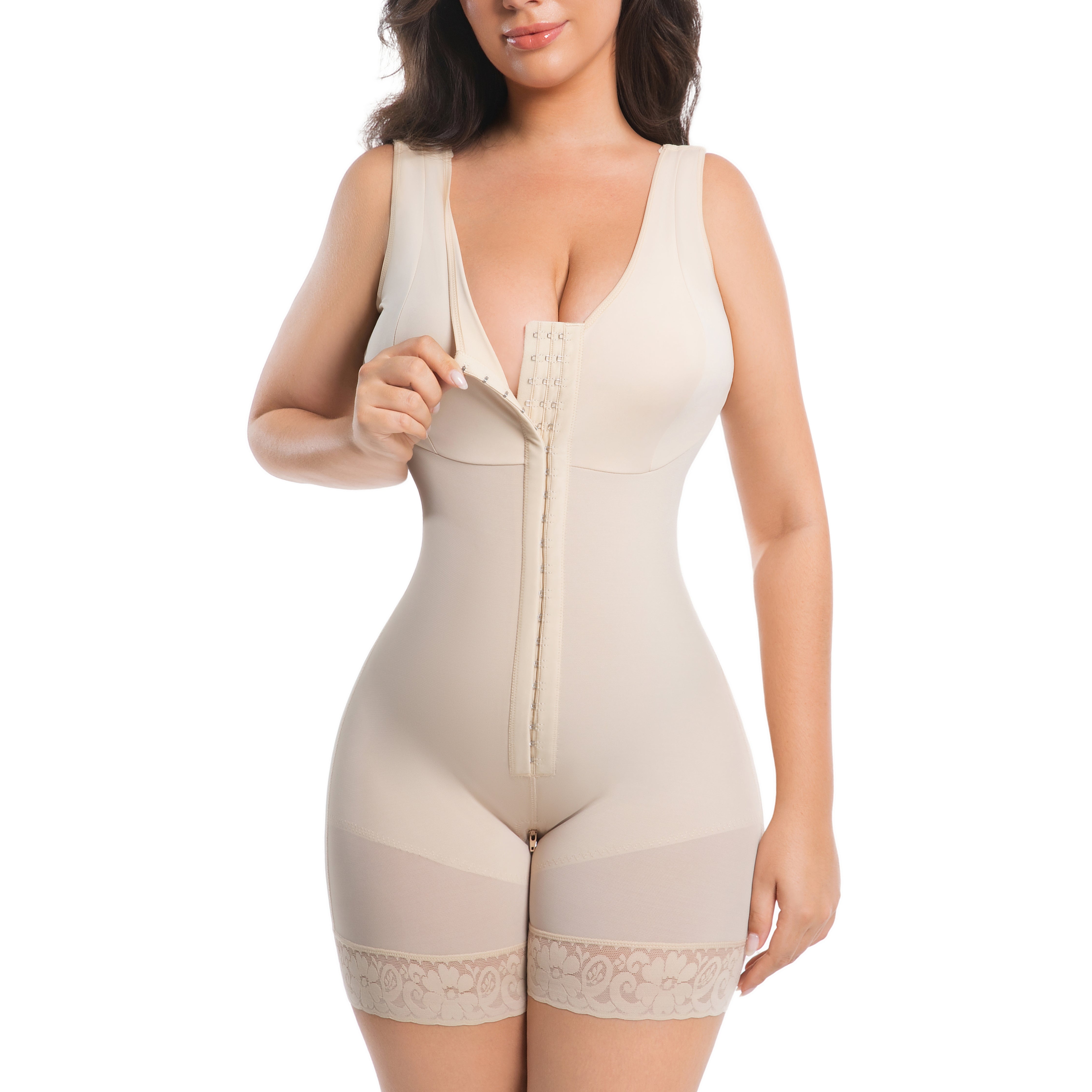 SEISSO Fajas Colombianas Shapewear for Women Tummy Control Full Shapewear Butt Lifter with Zipper Crotch
