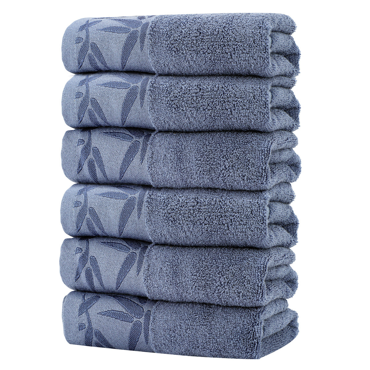 SEISSO Bamboo Hand Towels 6 Pack Soft Absorbent Quick Drying Bathroom Towels 13x29 Blue