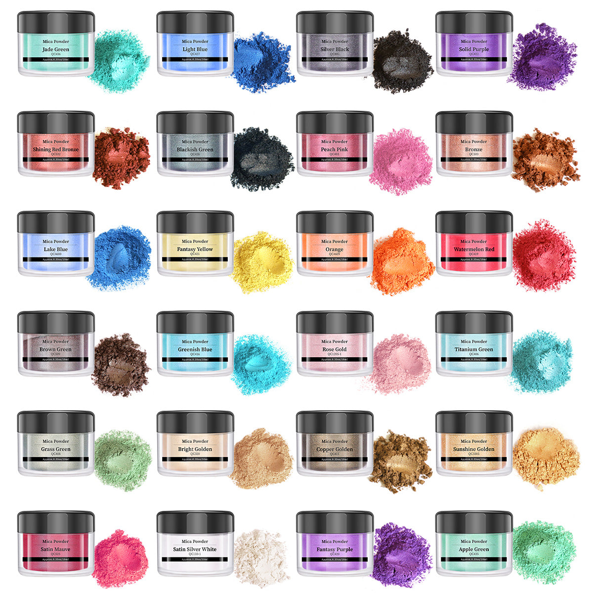 SEISSO Mica Powder 24 Colors 10g Each for Resin Soap Bath Bomb Lip Gloss Nail Polish Makeup DIY Crafts