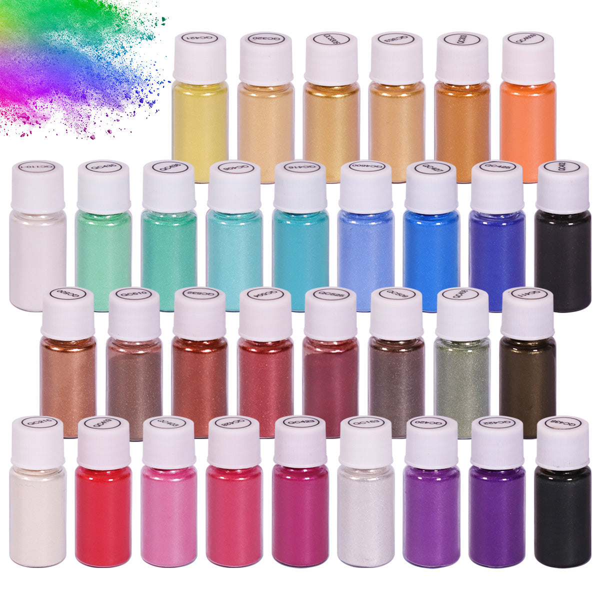 SEISSO Mica Powder 32 Colors 5g/0.18oz Each – Pigment Powder for Epoxy Resin, Soap, Slime, DIY Crafts & Lip Gloss
