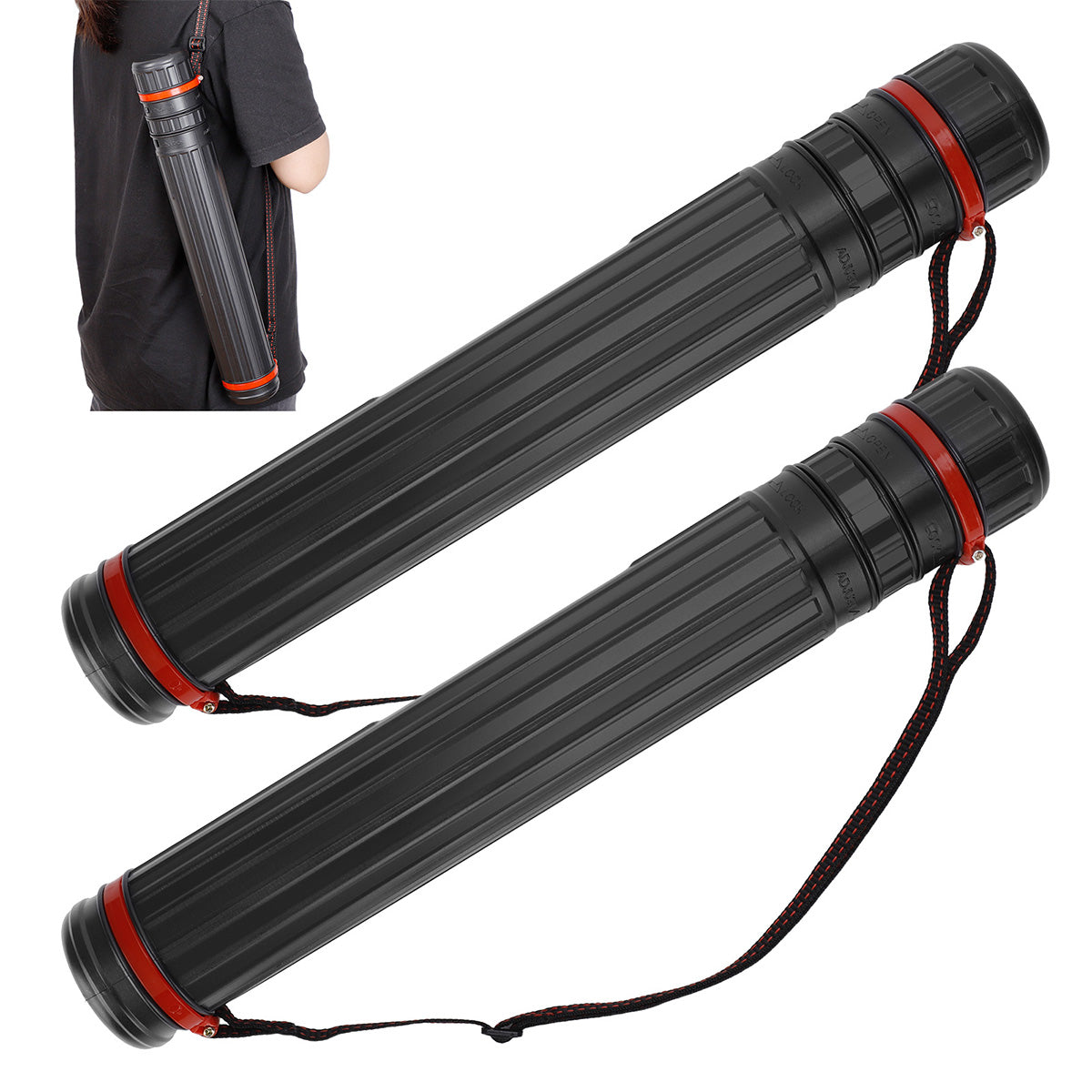 DEWEL 2 Pack Telescoping Document Poster Tube Waterproof with Strap