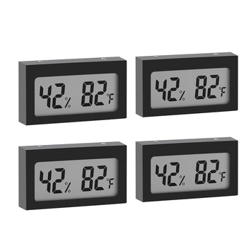 Seisso black digital hygrometer thermometer 4-pack 