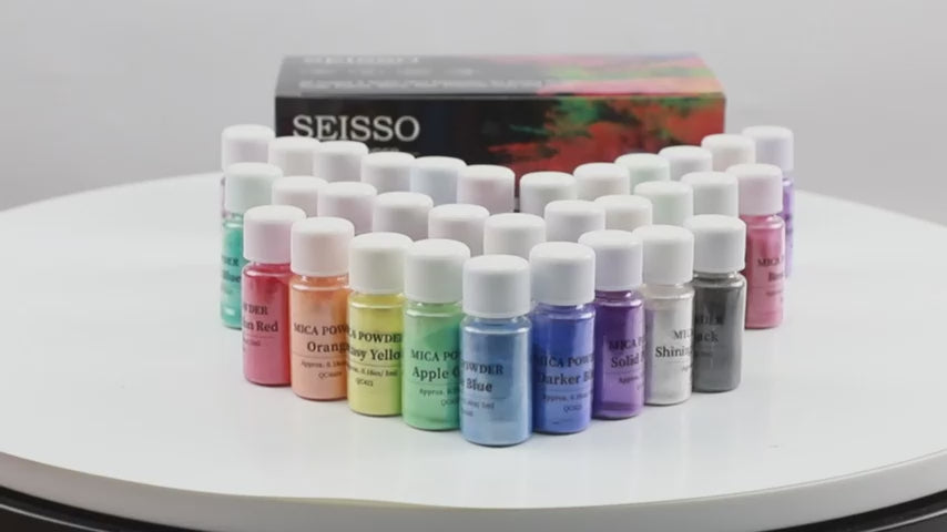 비디오 로드: SEISSO 마이카 파우더 32가지 색상 5g/0.18oz (각) – 에폭시 수지, 비누, 슬라임, DIY 공예 및 립글로스용 안료 파우더