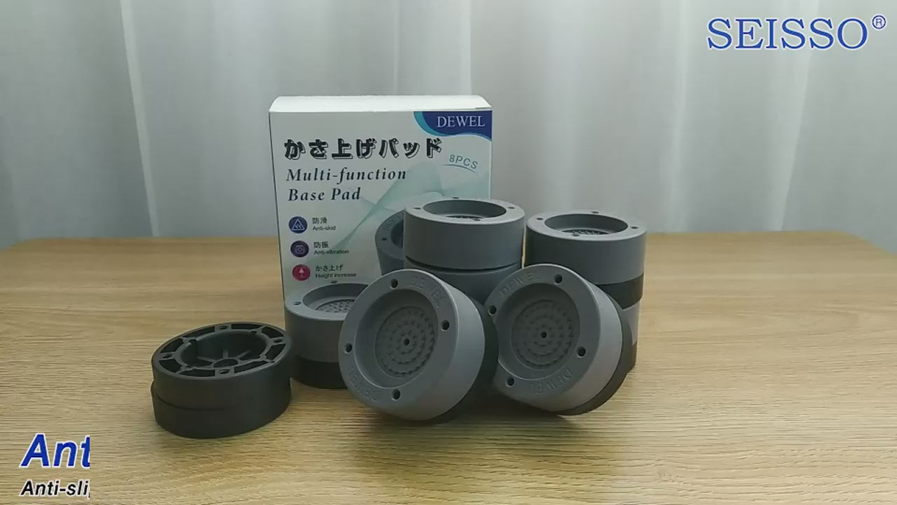 Video laden: DEWEL Antivibrationspads für Waschmaschine und Trockner, Stoß- und Geräuschunterdrückung, Stabilisatormatte 