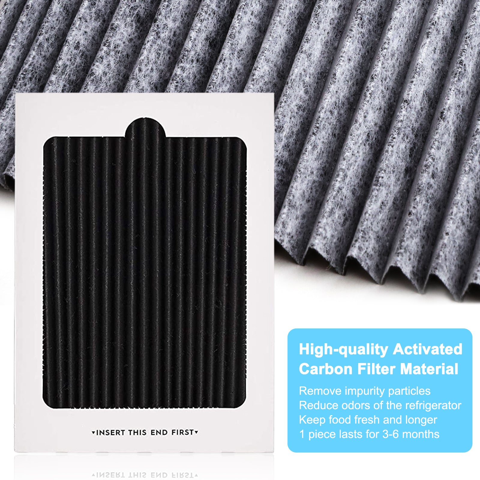 Refrigerator activated Seisso fridge air carbon filter, removes odors and keeps food fresh for 3–6 months